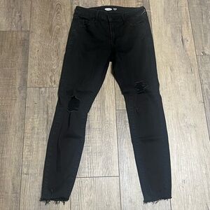 Old Navy Jeans Women’s 2 Black Rockstar Super Skinny Ankle Distressed Stretch
